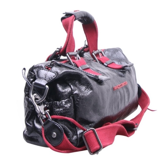 Francesco Biasia Red and Black Leather Hobo Designer Rare Bag - Picture 1 of 16